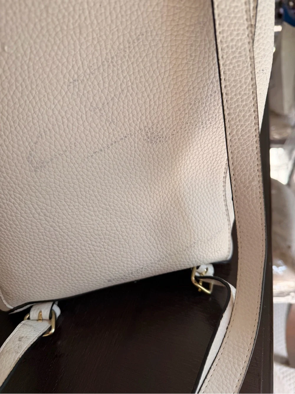 Steve Madden Cream Textured Backpack with Gold Hardware